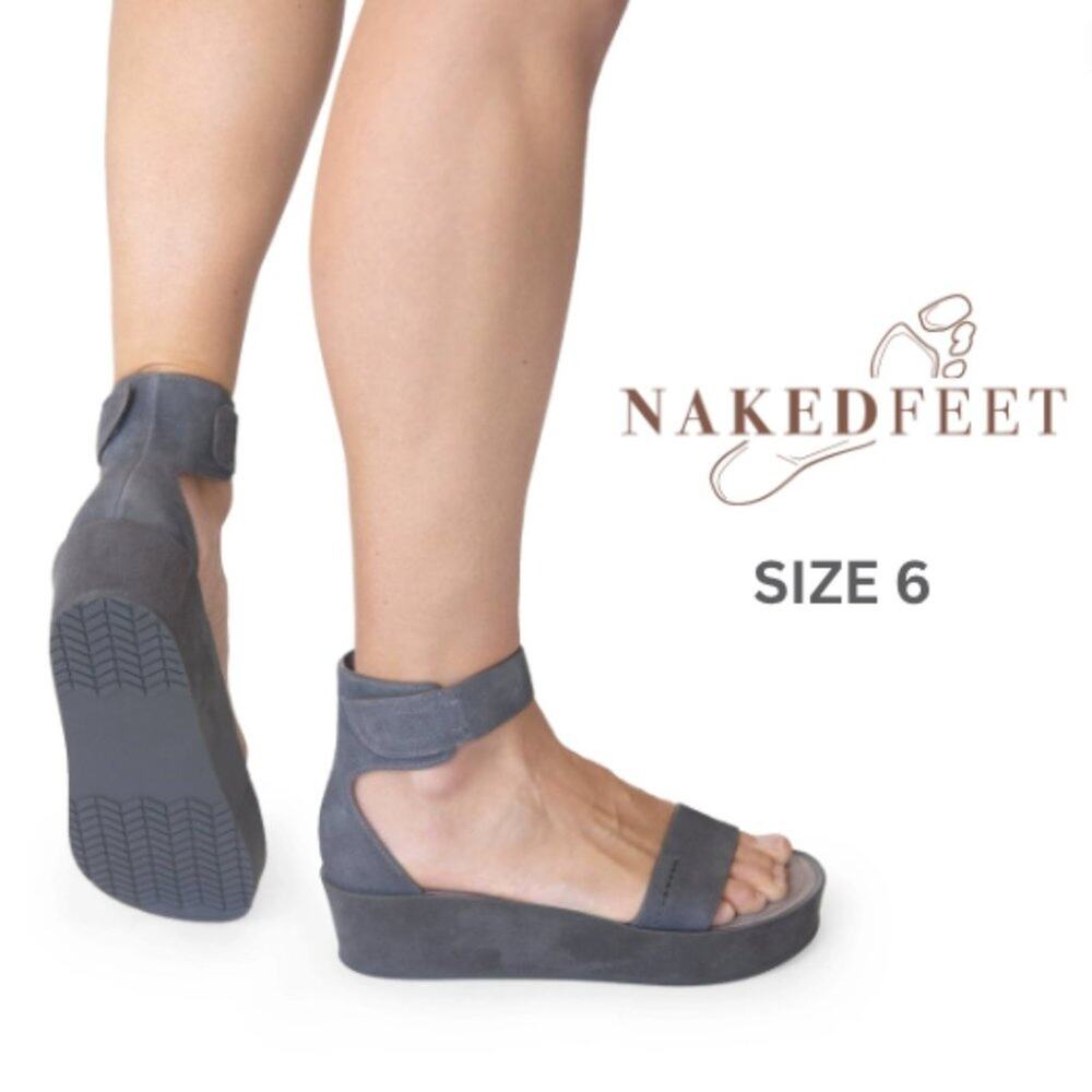 Naked Feet Renzi women's Grey wedge sandal =. SIZE 6